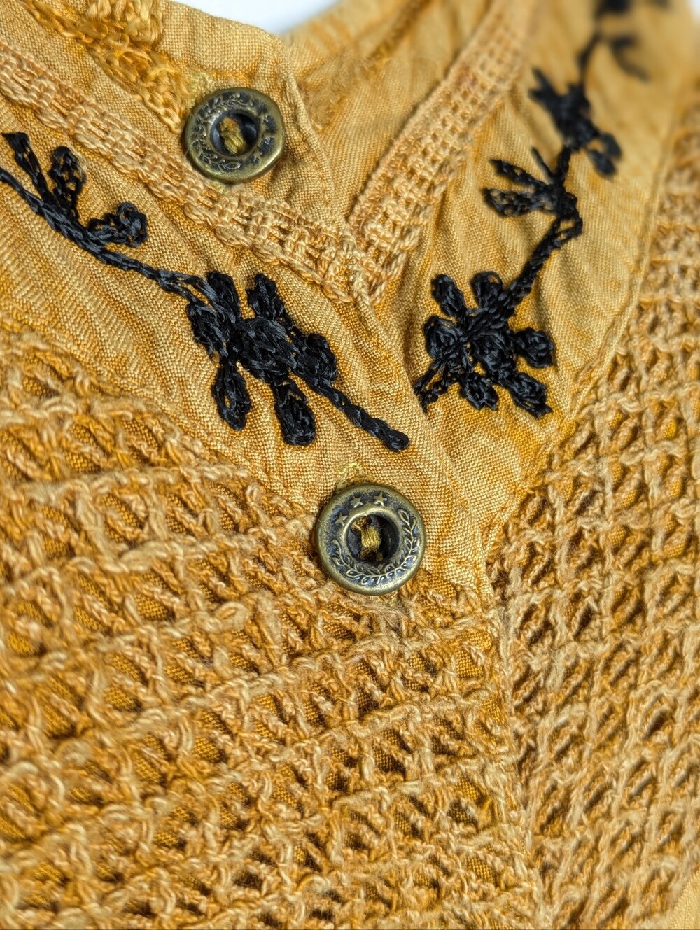 Vintage MPH Brown Hippie Boho Sleeveless Button Top Dress M - Picture 3 of 6